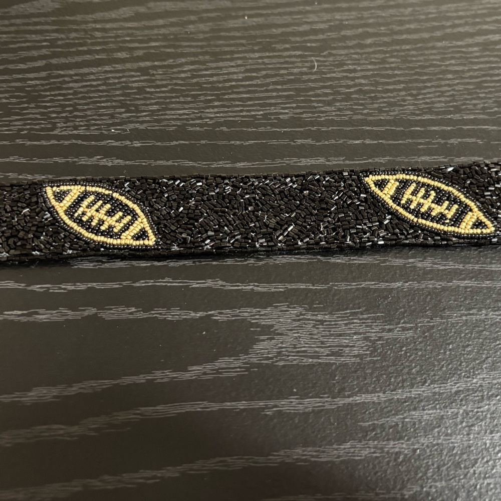 NEW Black and Gold Football Beaded Purse Strap Game Days - Picture 5 of 10